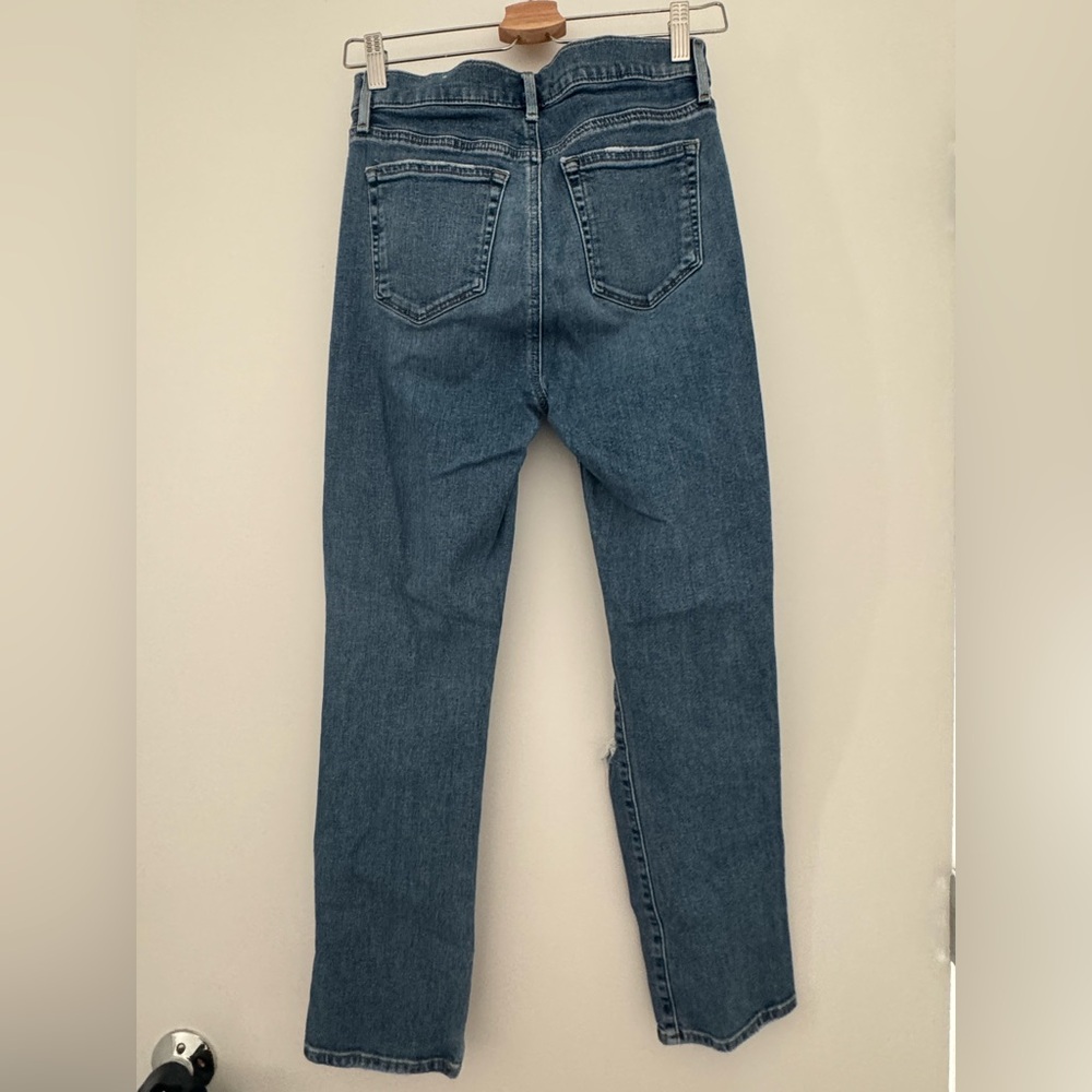LOFT Ripped Straight Leg Denim Jeans - Picture 2 of 3